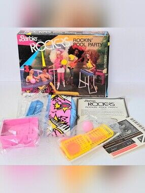 VINTAGE 1980's BARBIE & THE ROCKERS ROCKIN POOL PARTY  PLAYSET MATTEL COMPLETE